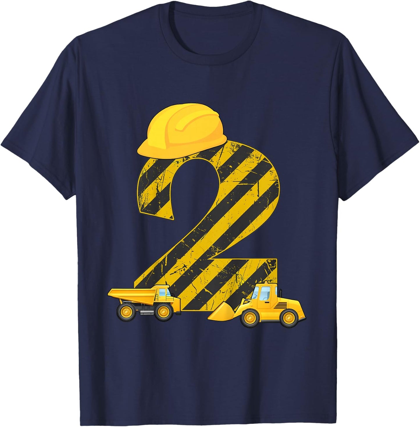 2nd Birthday Digger I 2 Years Builder Excavator Gift T-Shirt - T-Shirt | Navy