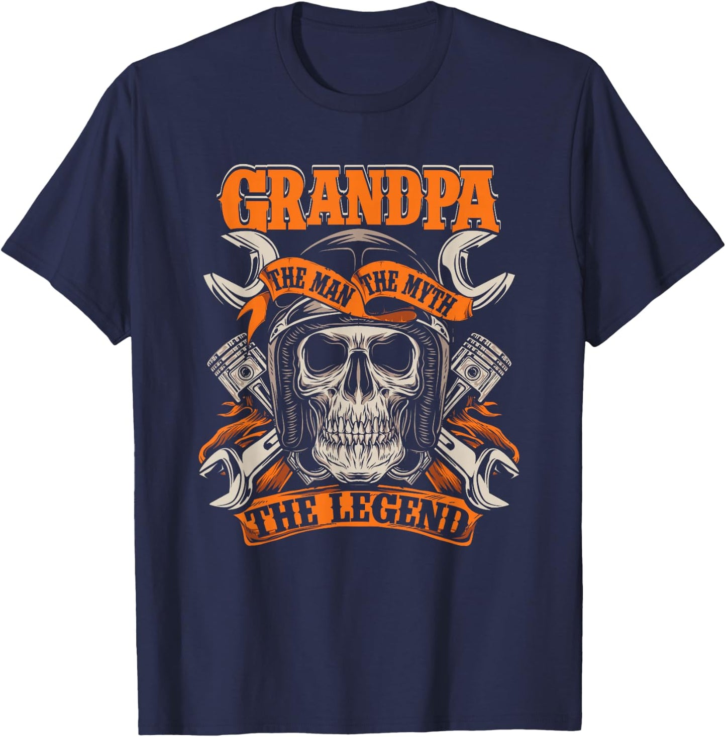 Biker Grandpa The Man The Myth The Legend Motorcycle T-Shirt - T-Shirt | Navy