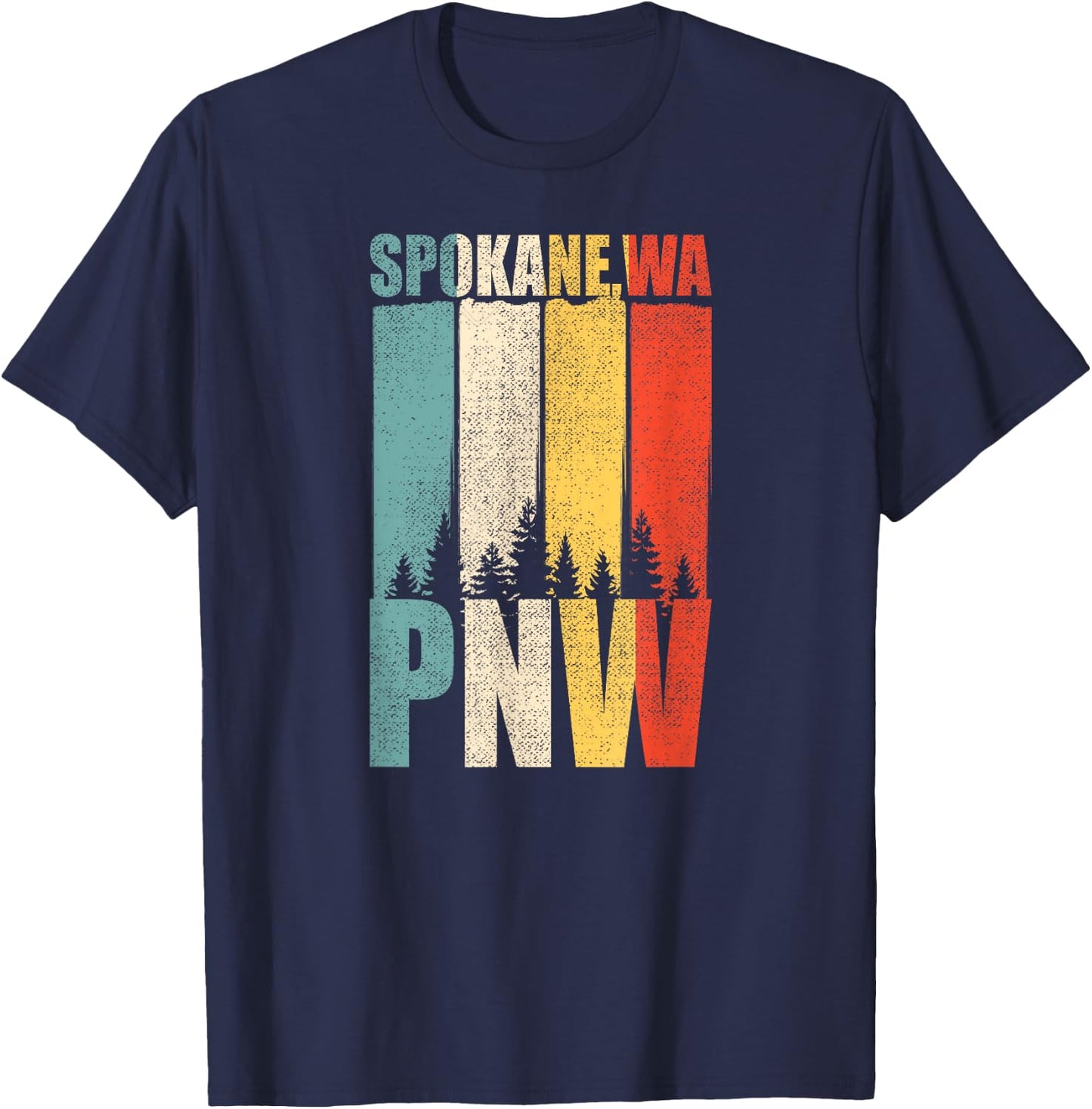 Distressed Retro Spokane WA Pacific Northwest Shirt PNW T-Shirt - T-Shirt | Navy