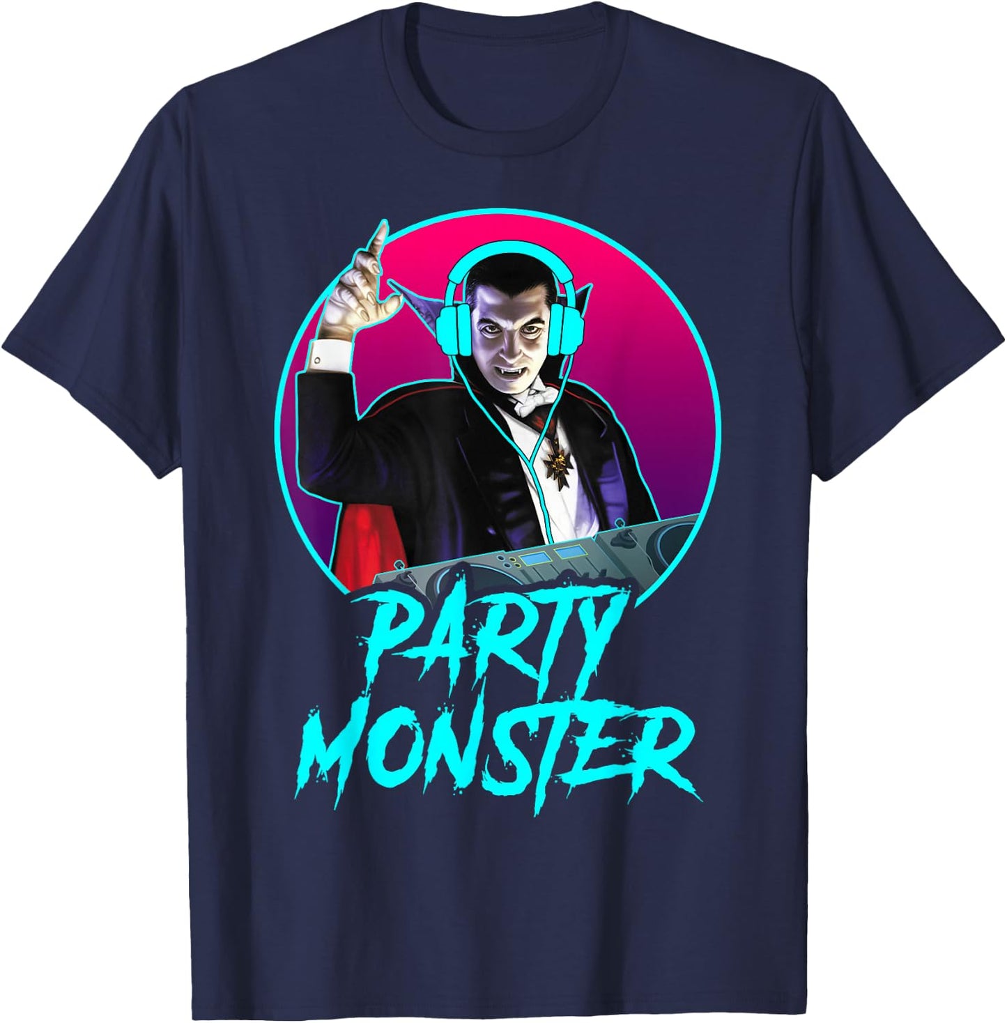Universal Monsters Dracula Party Monster DJ T-Shirt - T-Shirt | Navy