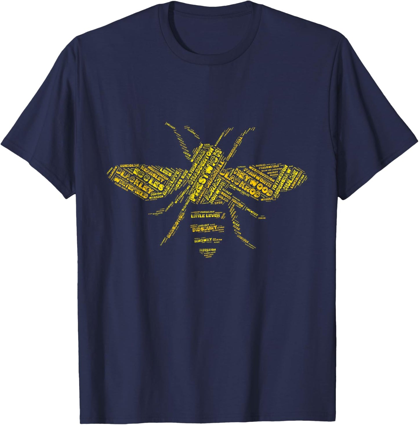 Manchester Bee made up of every place in Greater Manchester T-Shirt - T-Shirt | Navy