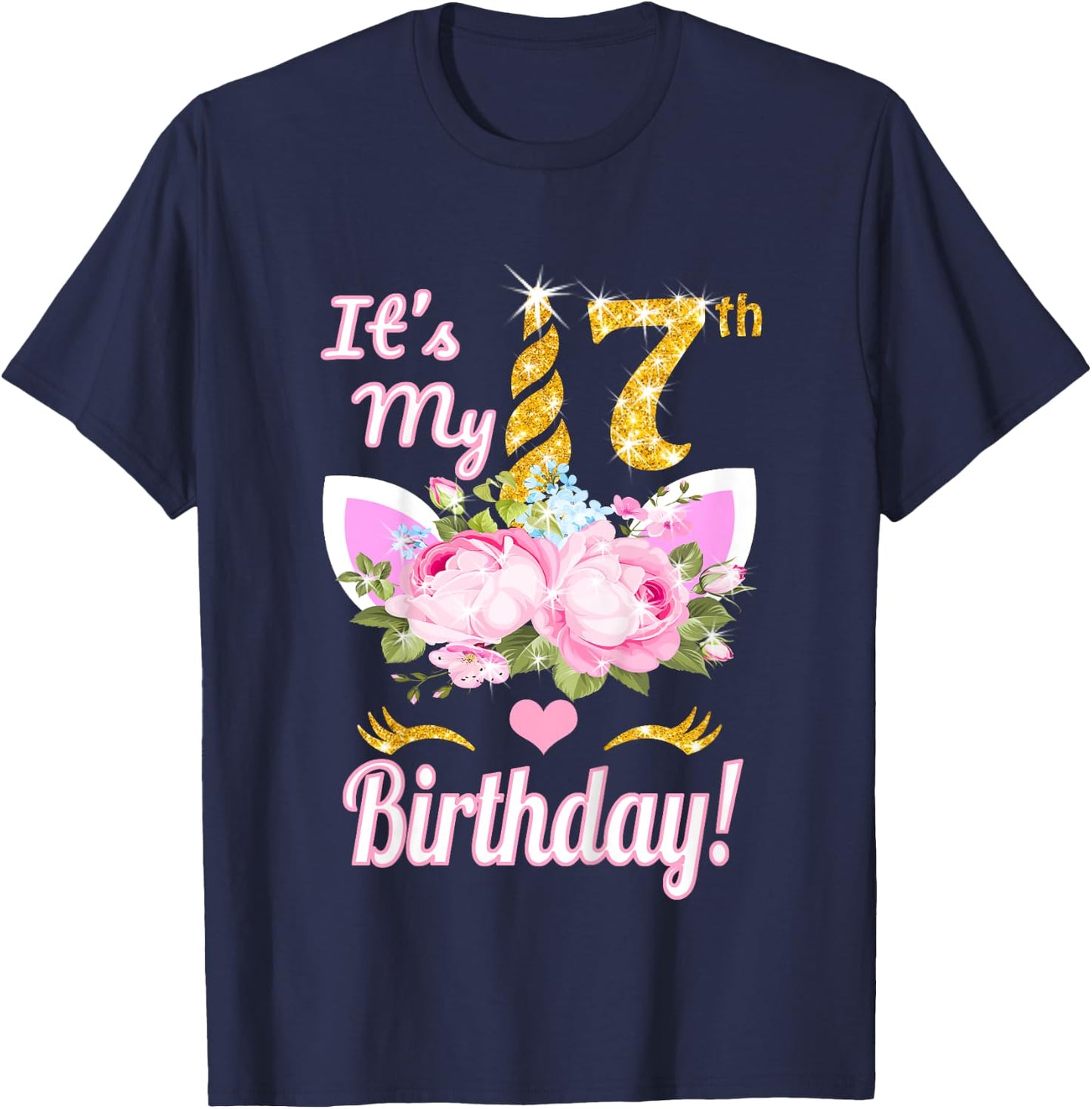It's My 7th Birthday: 7 Year Old Unicorn Birthday Shirt Girl T-Shirt - T-Shirt | Navy