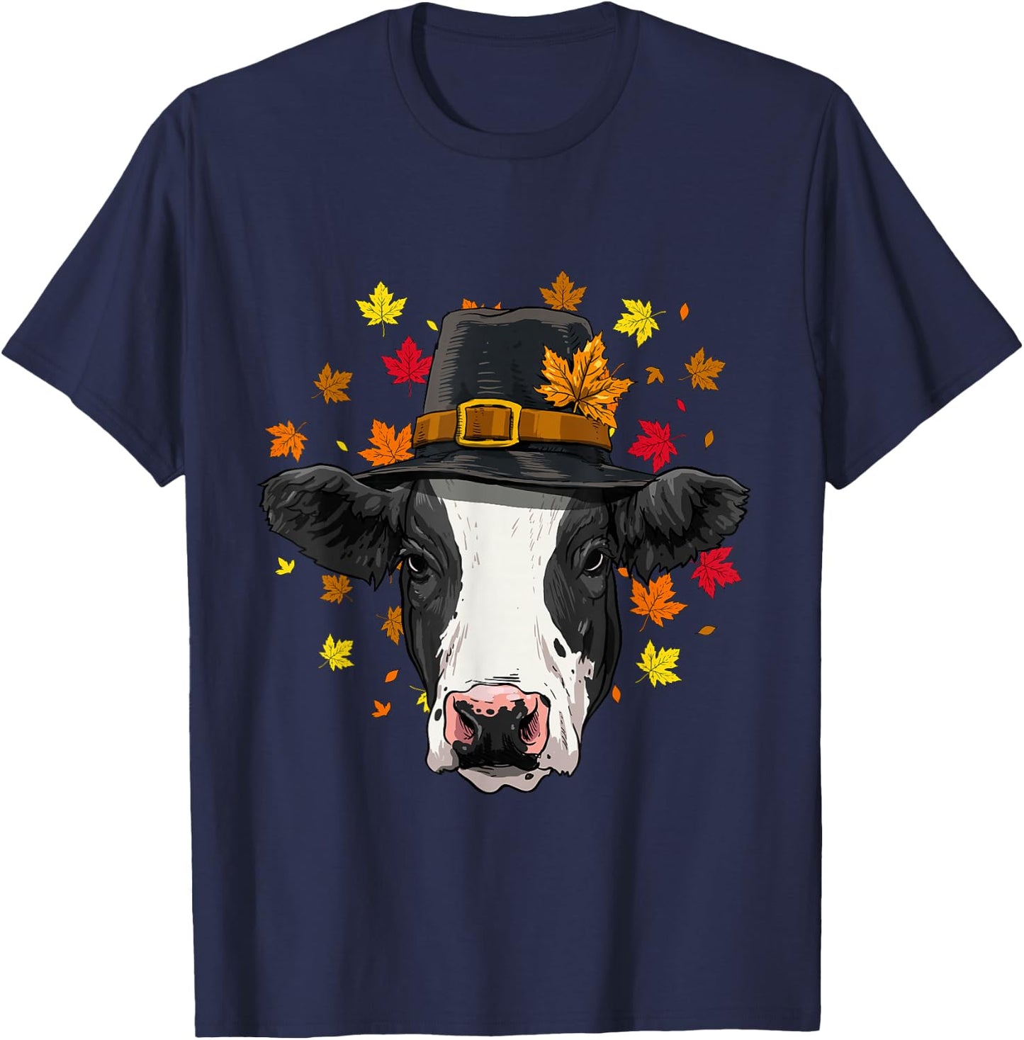 Thanksgiving Cow Pilgrim Costume Men Women T-Shirt - T-Shirt | Navy