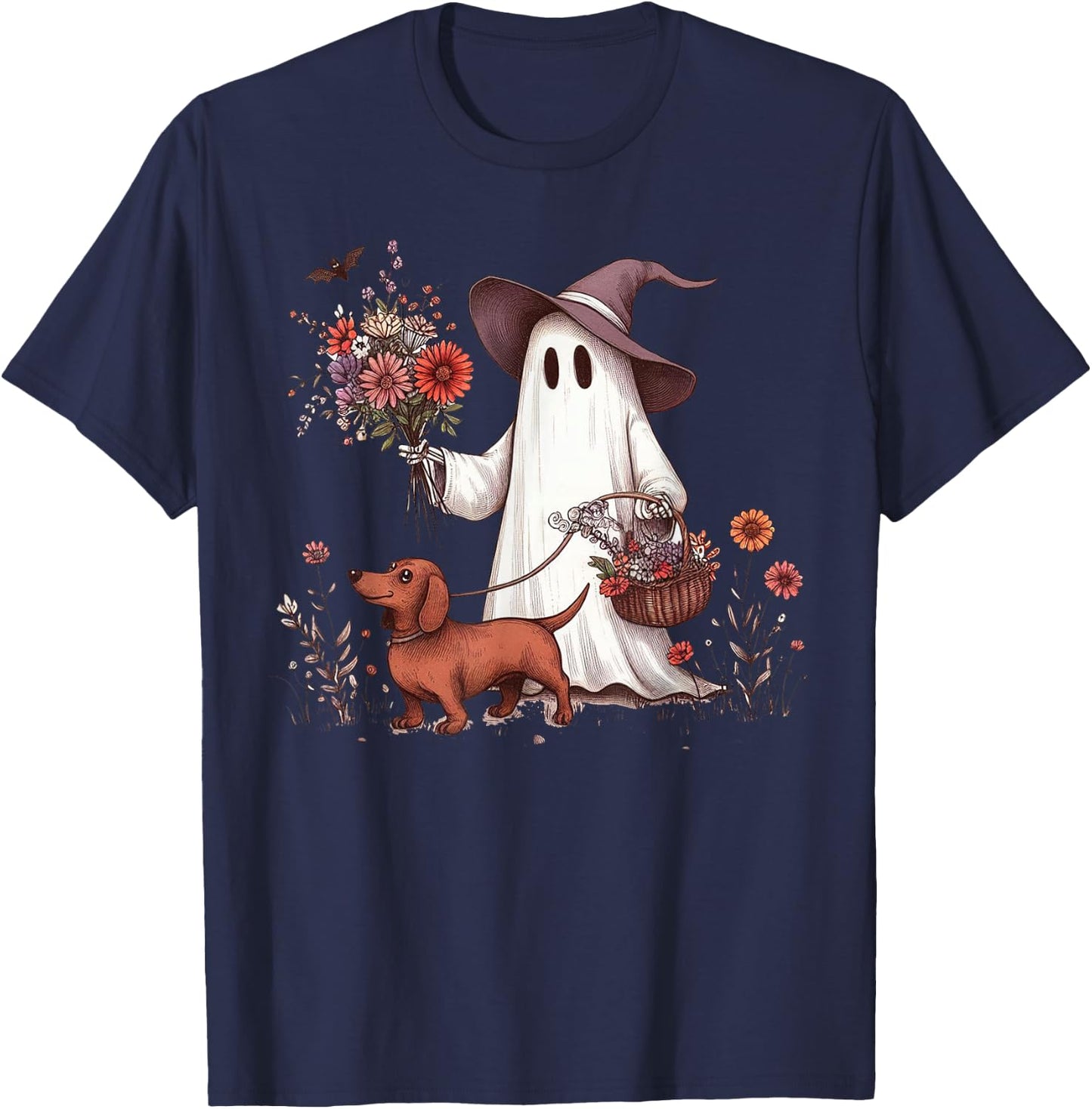 Ghost Walking Dachshund T-Shirt - T-Shirt | Navy