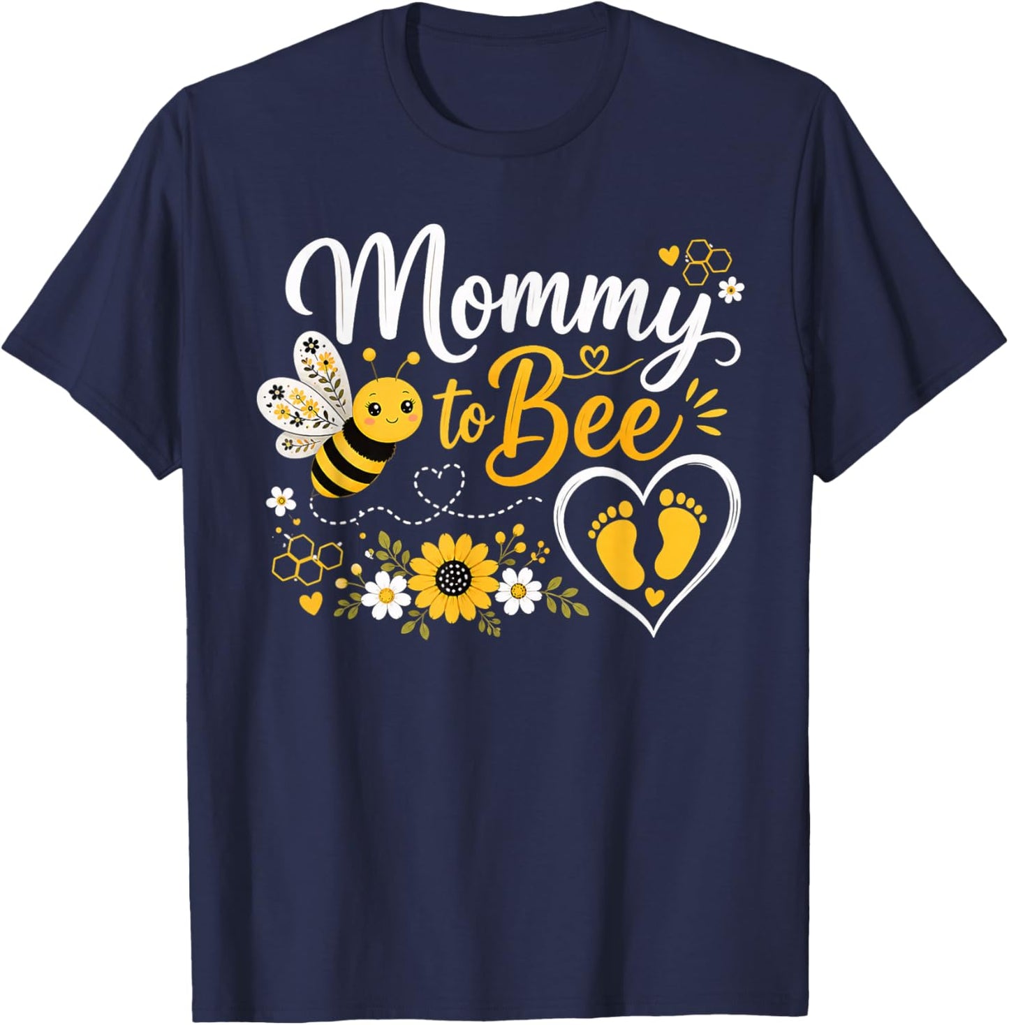 Mommy to Bee New Mom Baby Shower Pregnancy Announcement T-Shirt - T-Shirt | Navy