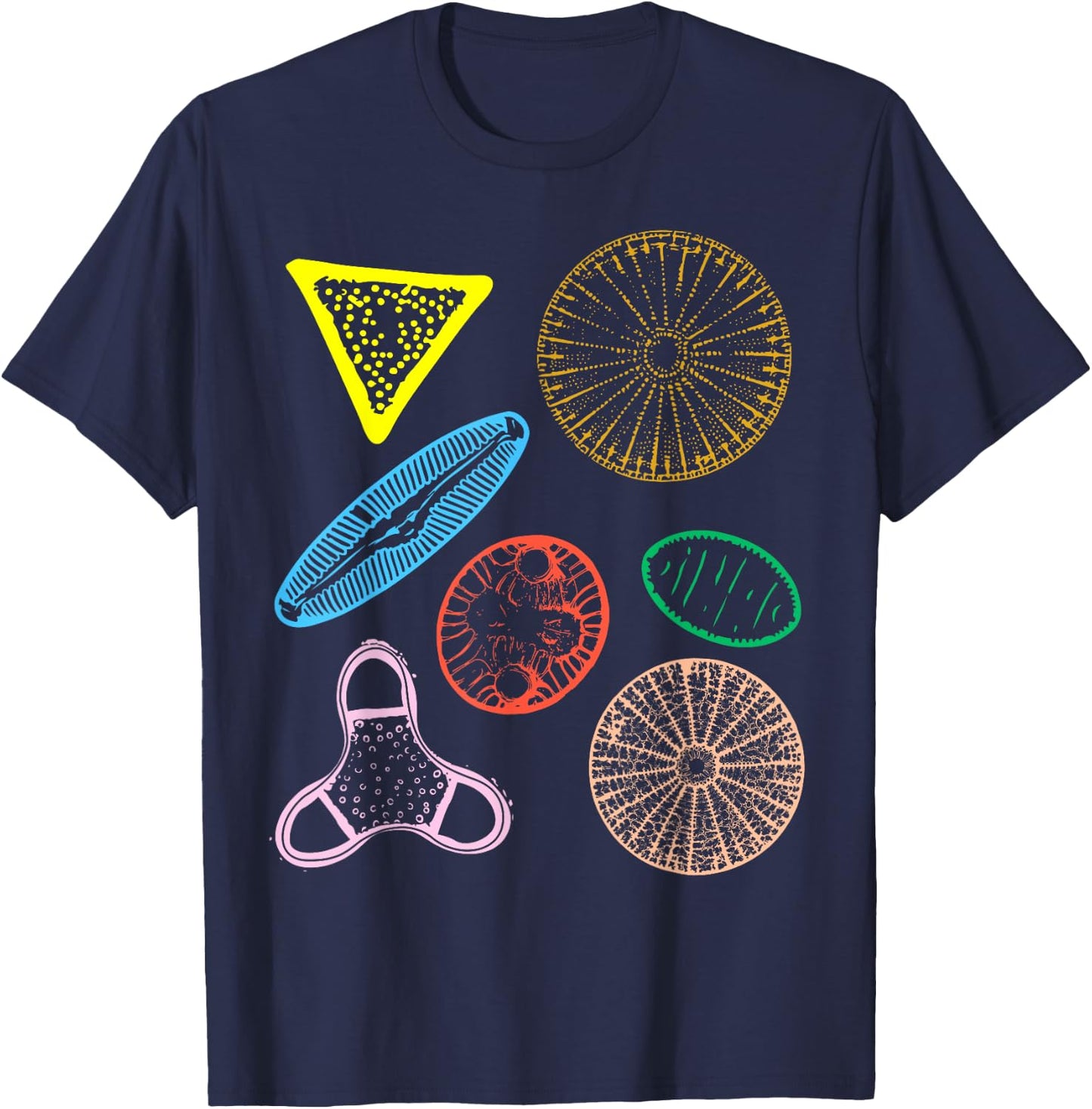Colorful Diatoms Beautiful Science T-Shirt - T-Shirt | Navy