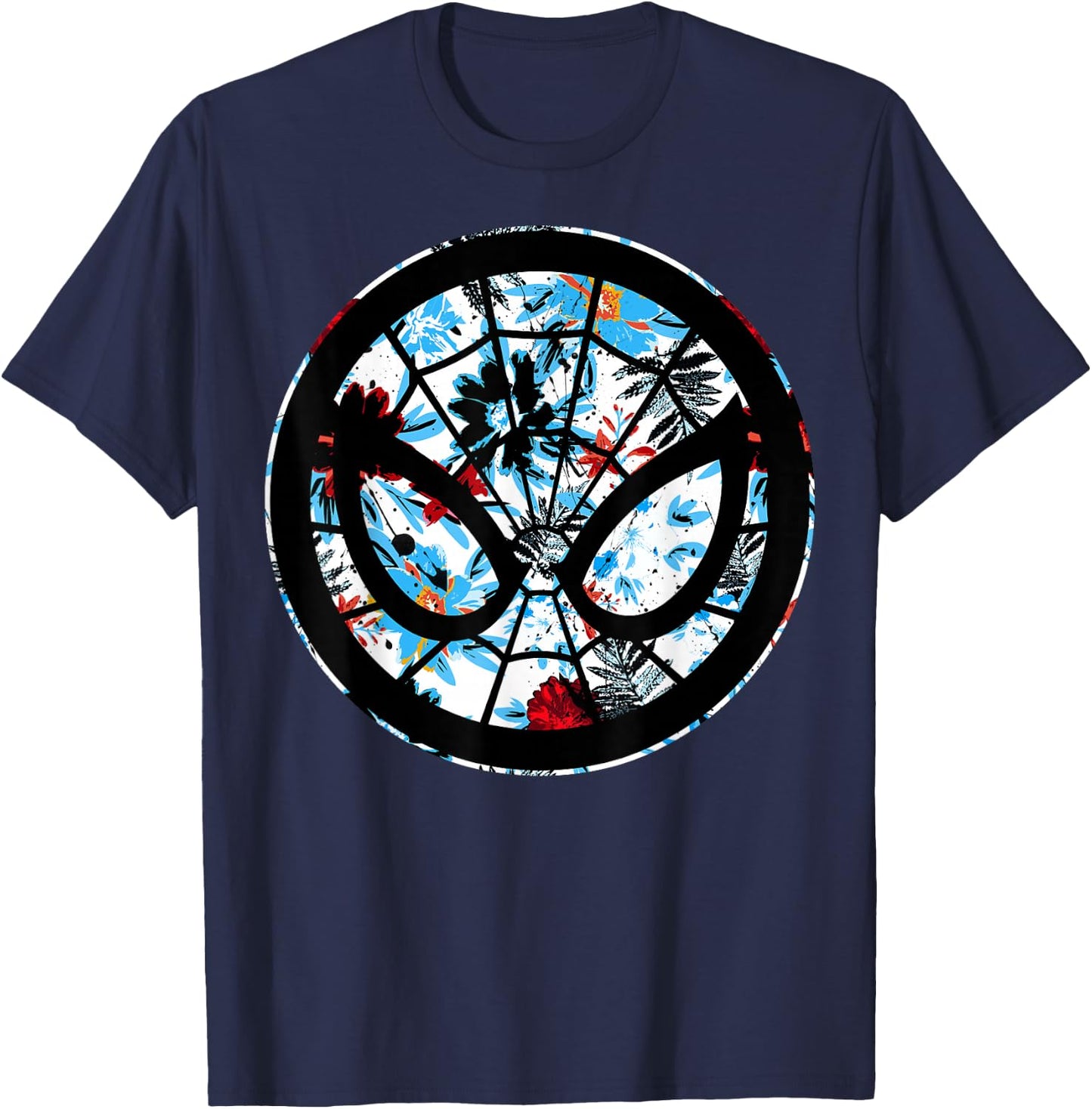 Marvel Spider Man Mask Symbol Tropical Graphic T-Shirt - T-Shirt | Navy