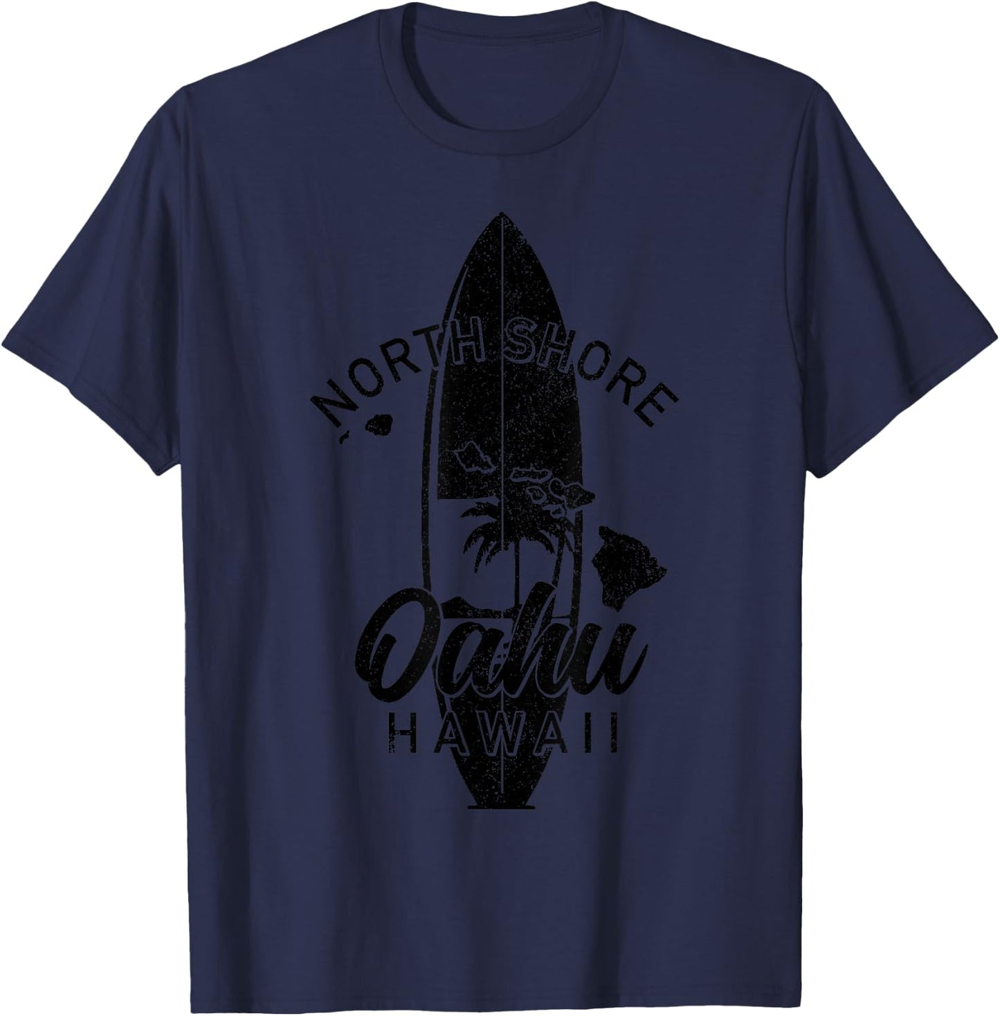 North Shore Oahu Hawaii Surf Board Surfing Surfer Hawaiian T-Shirt - T-Shirt | Navy