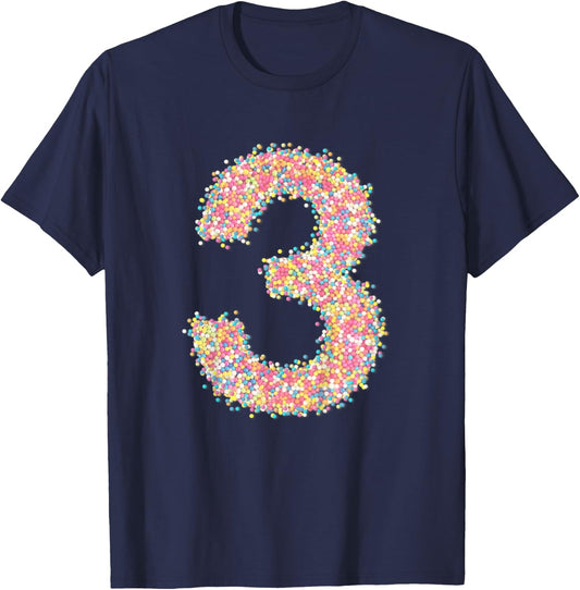 Kids Kids 3rd Birthday Rainbow Sprinkles 3 T-Shirt - T-Shirt | Navy