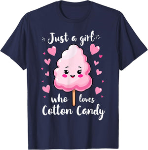 Just a Girl Who Loves Cotton Candy Cute T-Shirt - T-Shirt | Navy