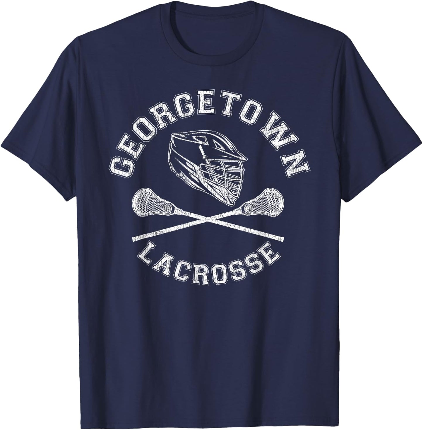Georgetown Lacrosse Vintage Distressed Retro Lax T-Shirt - T-Shirt | Navy