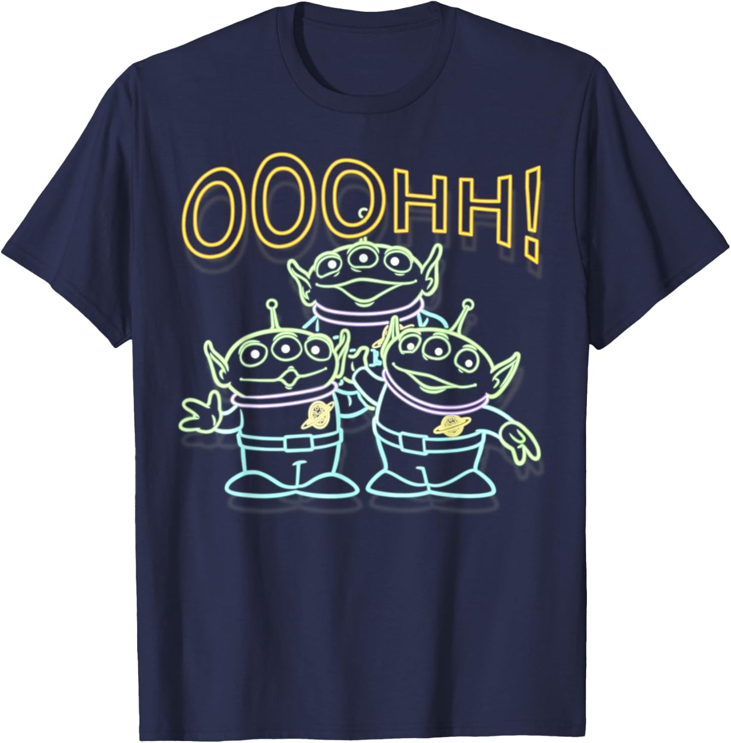 Disney Pixar Toy Story Neon Aliens Ooohh Outline Portrait T-Shirt - T-Shirt | Navy
