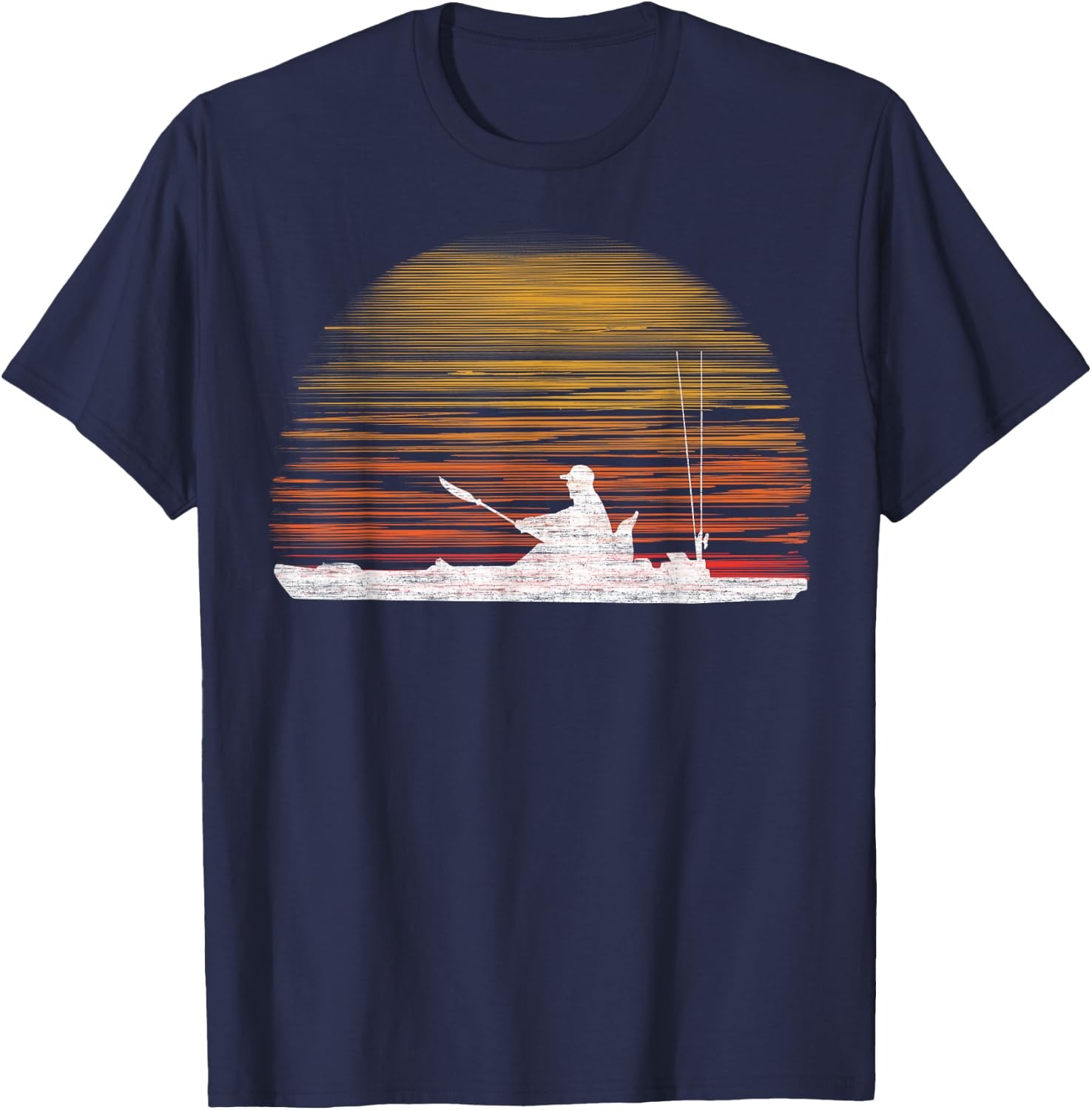 Kayak Fishing Graphic Fisherman Kayaking Angler Vintage T-Shirt - T-Shirt | Navy