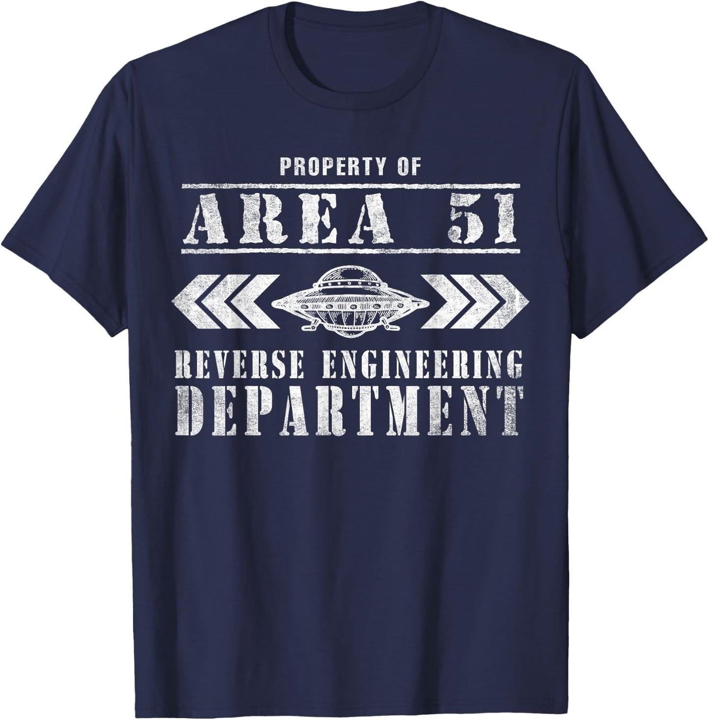 Area 51 Reverse Engineering Department UFO Alien T-Shirt - T-Shirt | Navy