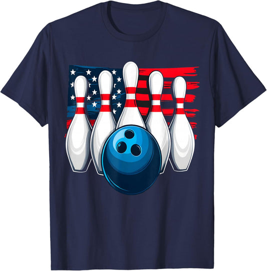 Bowling American Flag T-Shirt - T-Shirt | Navy