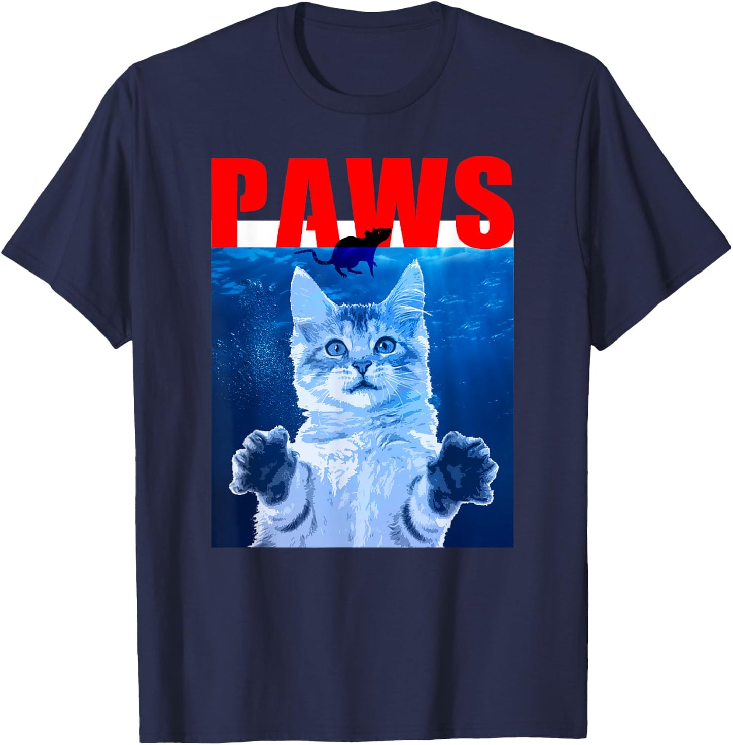 PAWS Funny Cat . Parody For Shark And Cat Lovers Women Kids T-Shirt - T-Shirt | Navy
