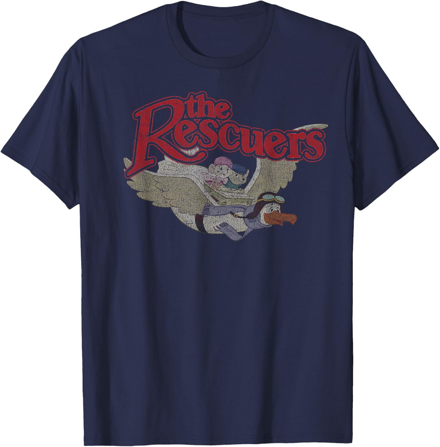 Disney The Rescuers Down Under Group Shot Movie Logo T-Shirt - T-Shirt | Navy