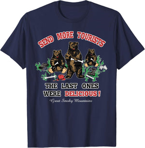 Funny Send More Tourists Great Smoky Mountain Bear Souvenir T-Shirt - T-Shirt | Navy