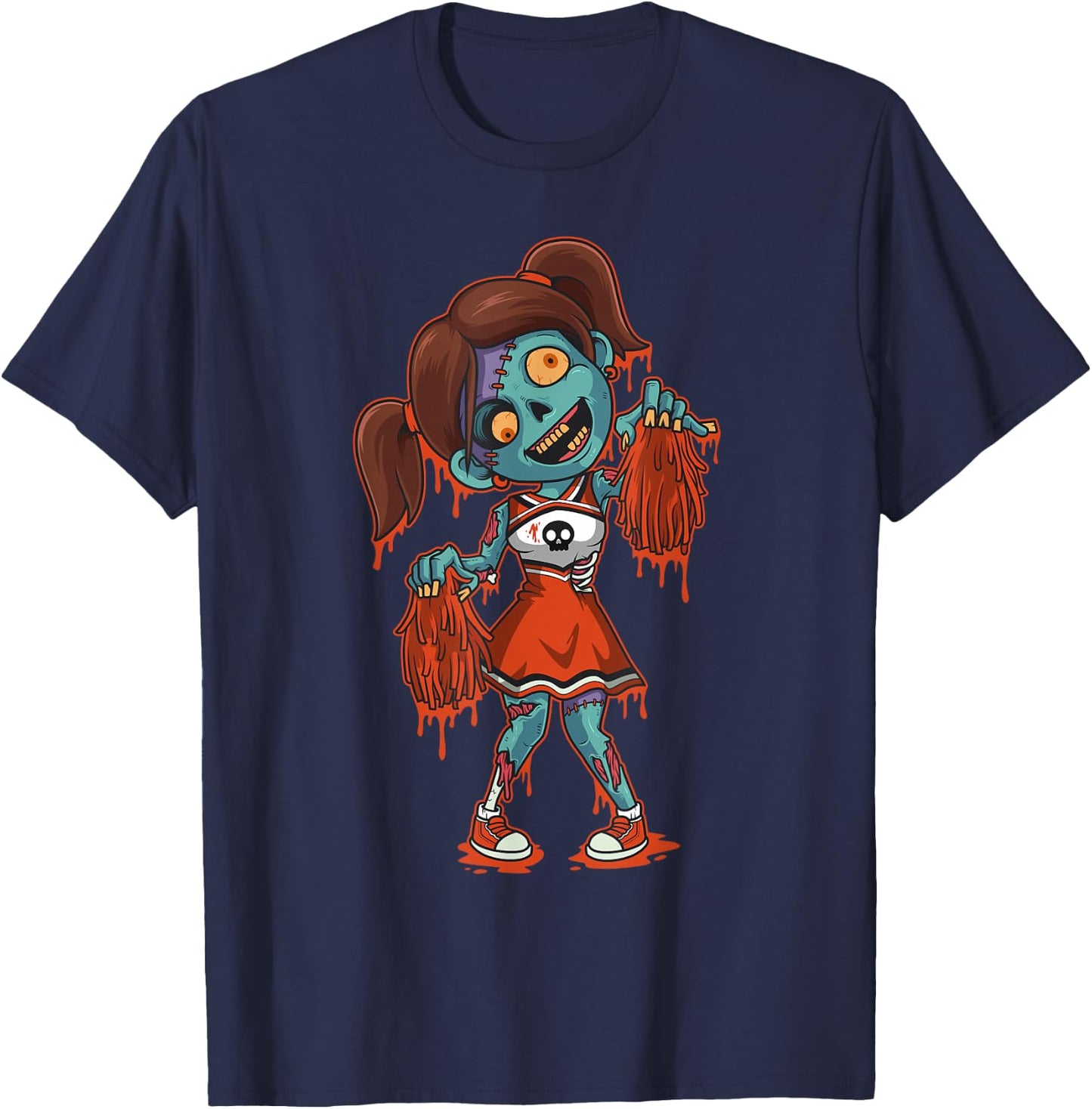 Zombie Cheerleader Halloween Trick or Treat Gift T-Shirt - T-Shirt | Navy
