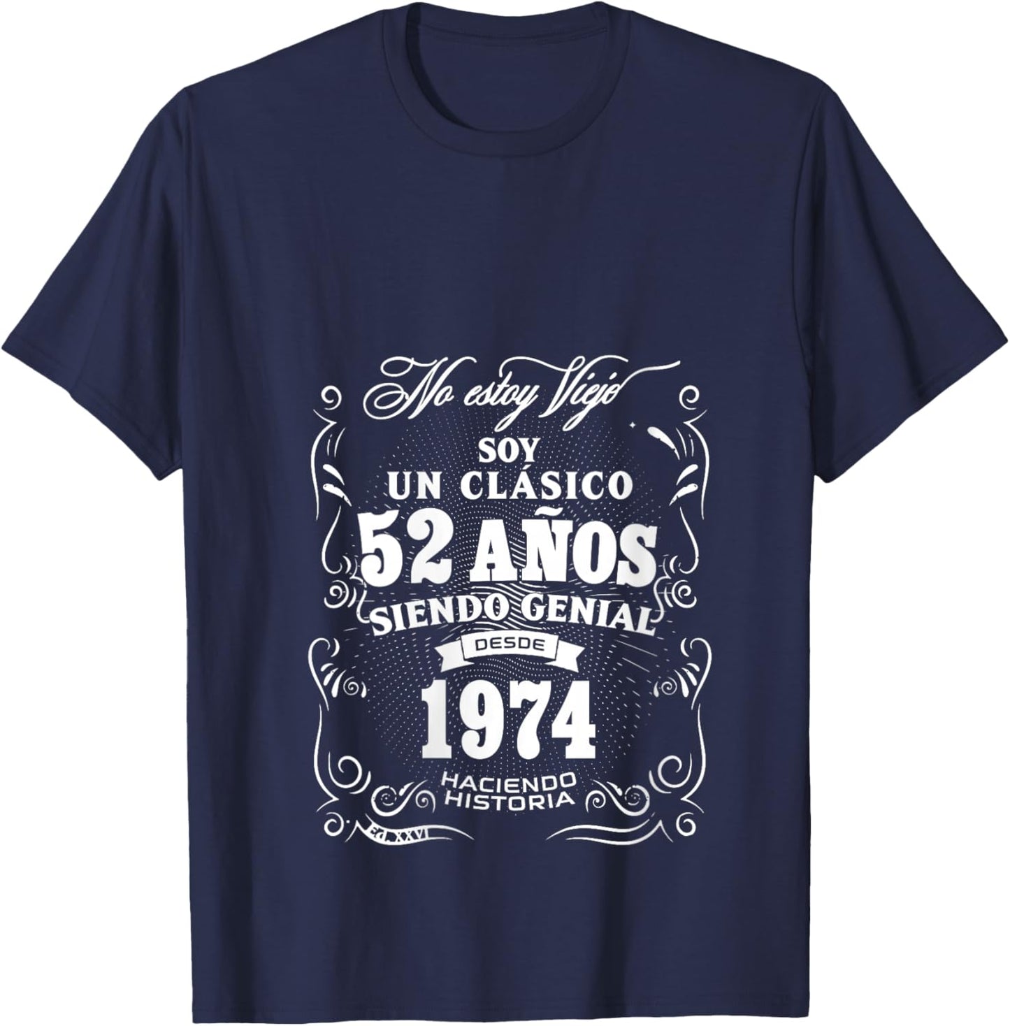 Women's Vintage 52nd Birthday Men Funny 1974 52 Birthday Spanish V-Neck T-Shirt - T-Shirt | Navy