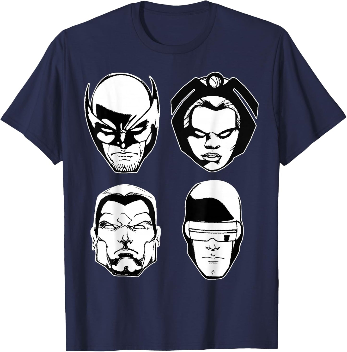 Marvel X-Men Wolverine Storm Colossus Cyclops Heads T-Shirt - T-Shirt | Navy