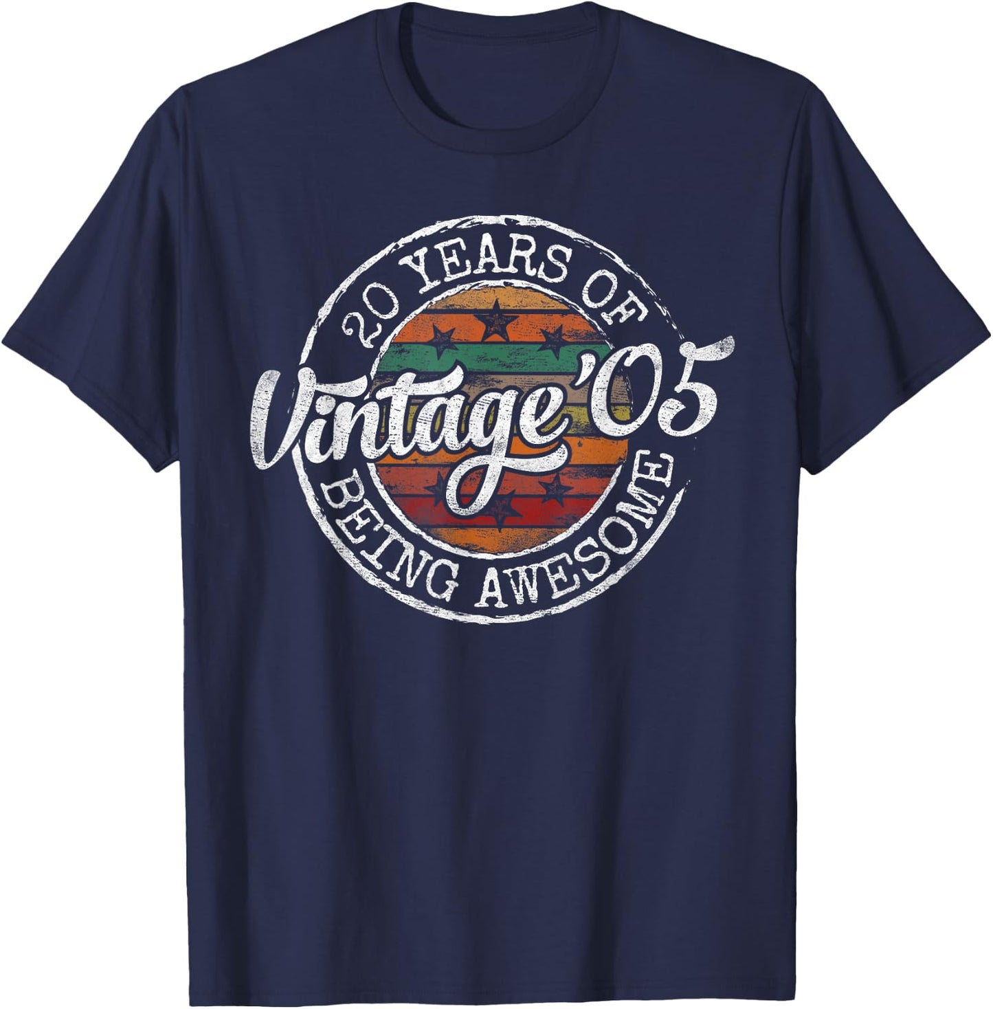 Vintage 2005 Bday Stamp 20th Birthday Gifts 20 Year Old T-Shirt - T-Shirt | Navy