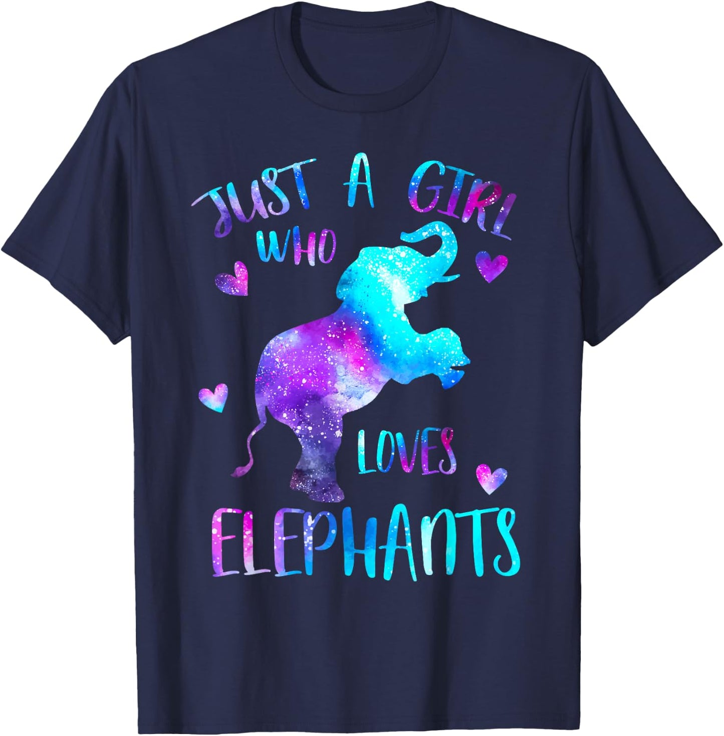 Just a Girl Who Loves Elephants Galaxy Space Elephant Lover T-Shirt - T-Shirt | Navy