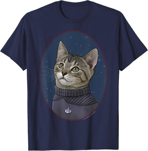 Star Trek: The Next Generation Wesley Crusher Cat Portrait T-Shirt - T-Shirt | Navy