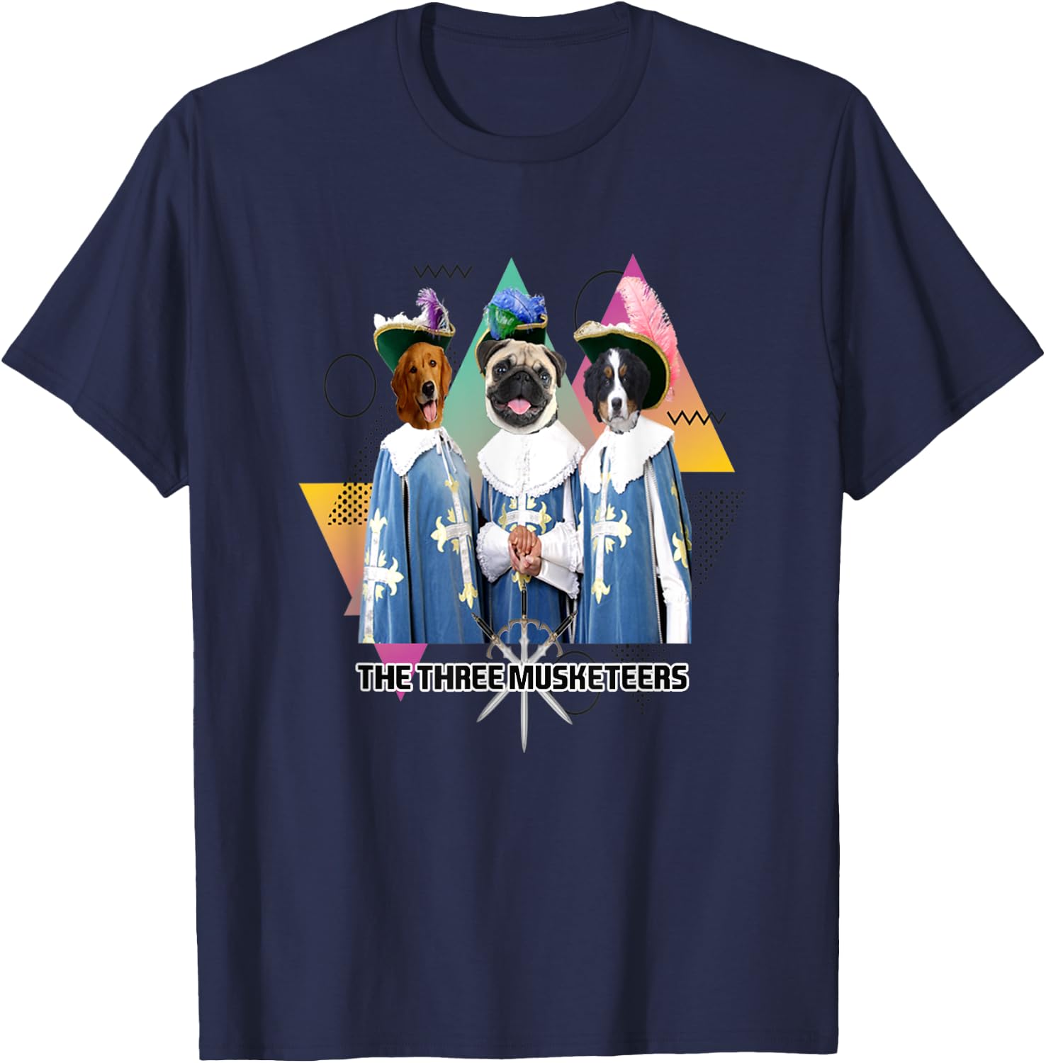 Funny Cute Three Musketeers Dogs T-Shirt - T-Shirt | Navy