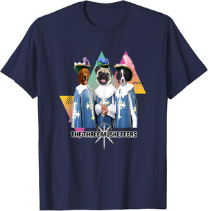 Funny Cute Three Musketeers Dogs T-Shirt - T-Shirt | Navy