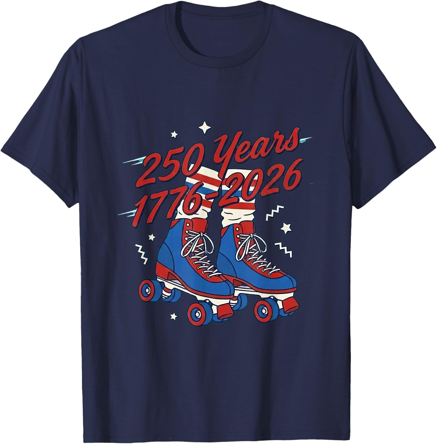 250 Years 250th Anniversary July 4th Roller Skates T-Shirt - T-Shirt | Navy