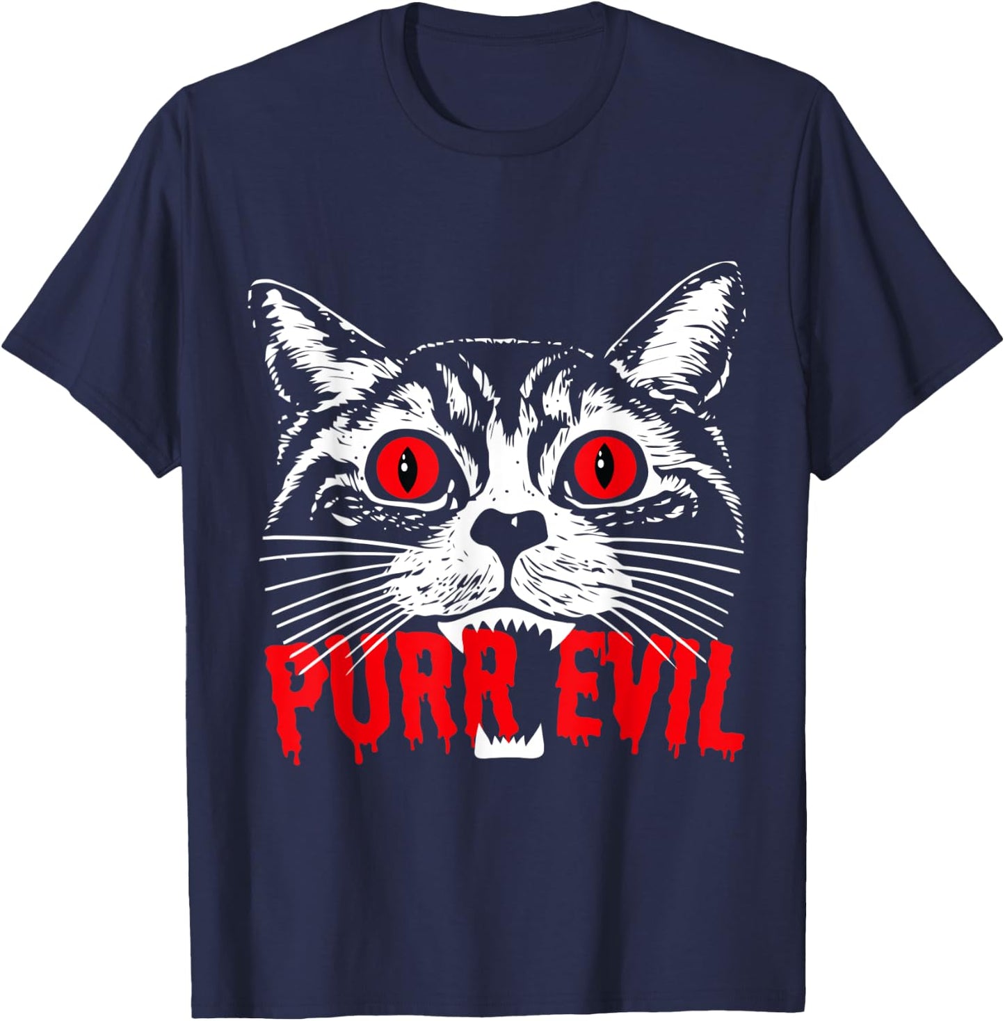 Purr Evil Satanic Cat Spooky design for Halloween Women Kids T-Shirt - T-Shirt | Navy