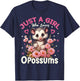 Just A Girl Who Loves Opossums Floral Women Girls T-Shirt - T-Shirt | Navy