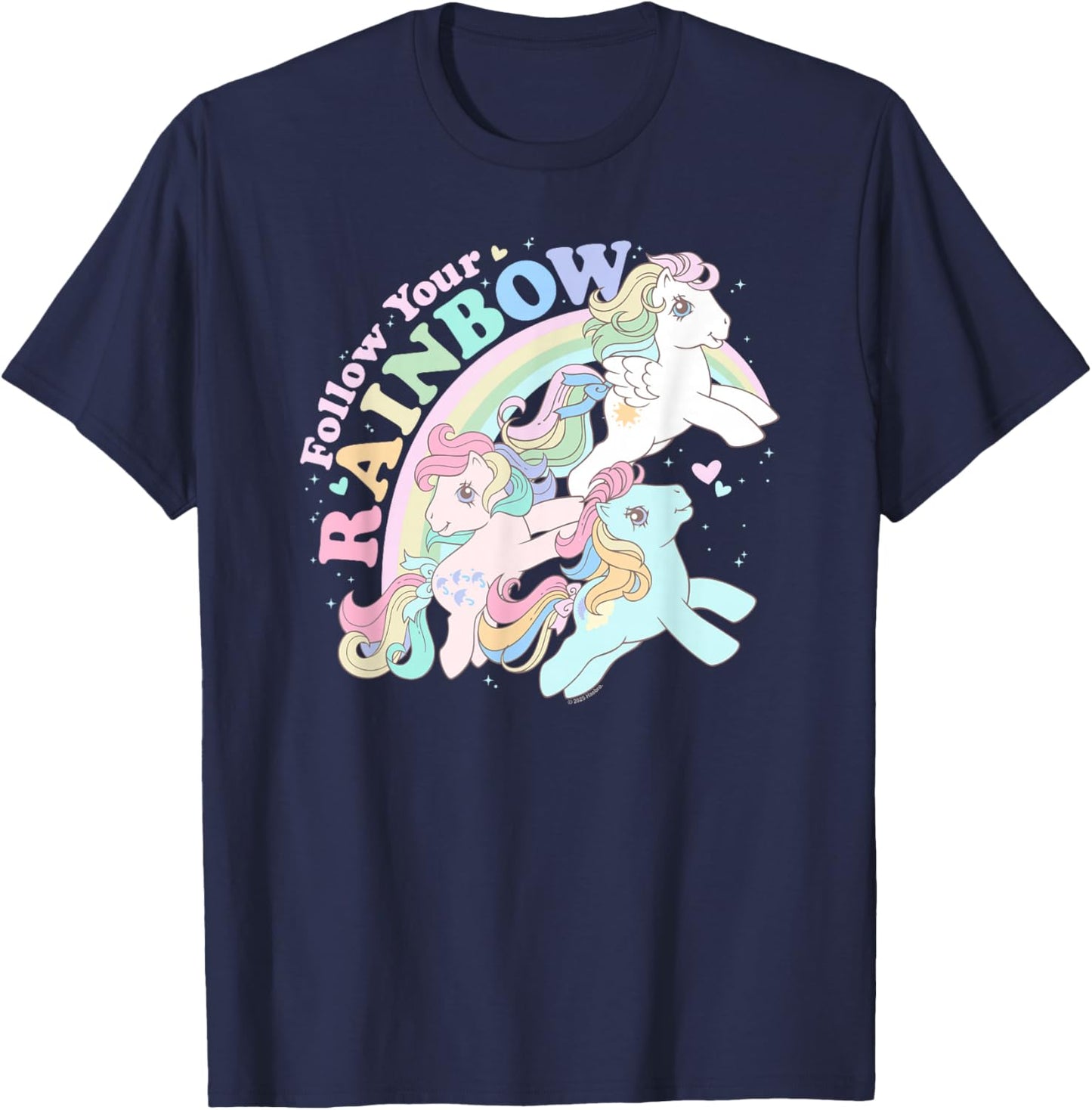 My Little Pony Pride Follow Your Rainbow Retro Group Shot T-Shirt - T-Shirt | Navy