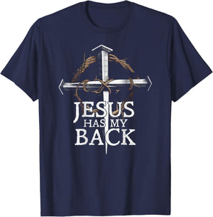 Jesus Has My Back Christian Cross (ON Back) T-Shirt - T-Shirt | Navy