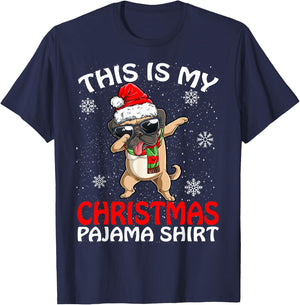 This Is My Christmas Pajama Shirt Pug Santa T-Shirt - T-Shirt | Navy