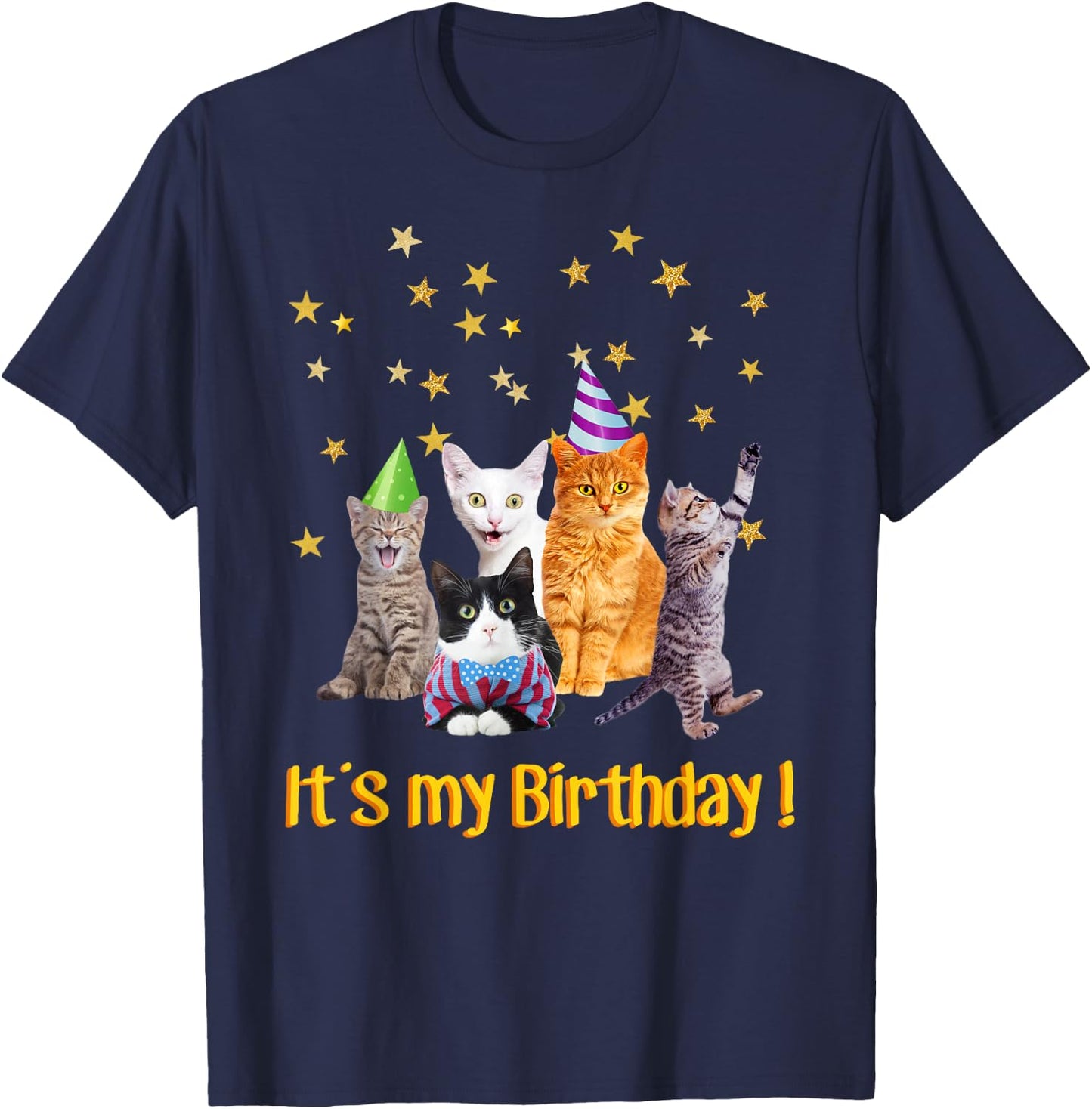 Its my Birthday cute cats Meow T-Shirt - T-Shirt | Navy