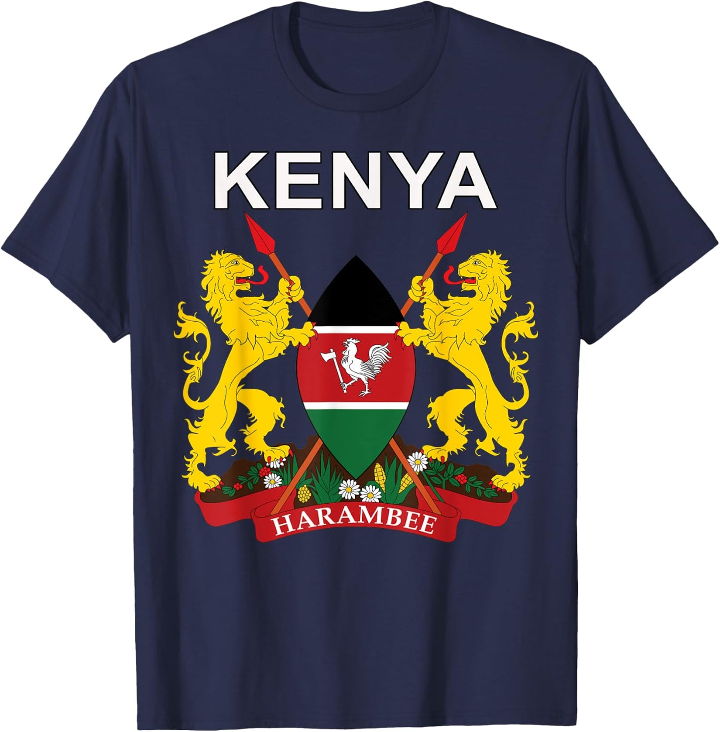 Kenya Emblem Cultural Background T-Shirt - T-Shirt | Navy
