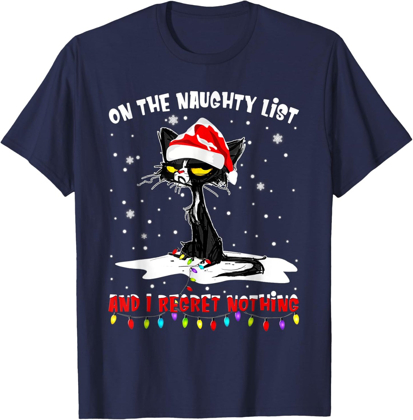 On the naughty list and i regret nothing black cat Women Kids T-Shirt - T-Shirt | Navy
