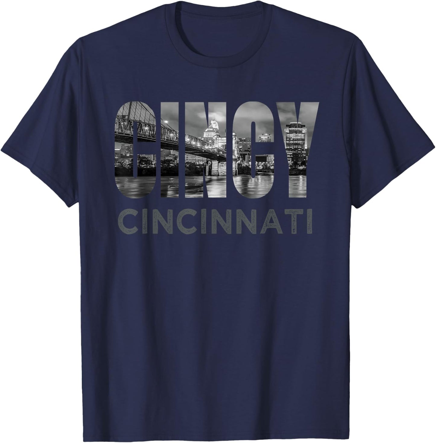 Cincy Downtown Cincinnati Ohio Skyline Art Home City Gift T-Shirt - T-Shirt | Navy