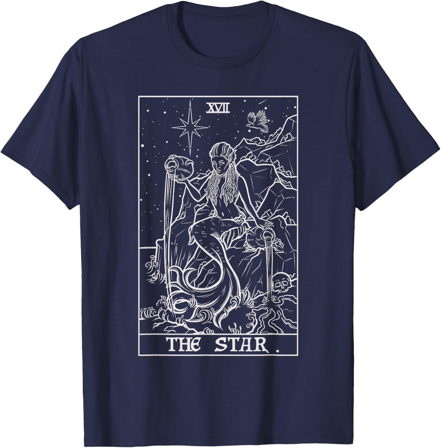 The Star Tarot Card Halloween Mermaid Gothic Witch Horror T-Shirt - T-Shirt | Navy