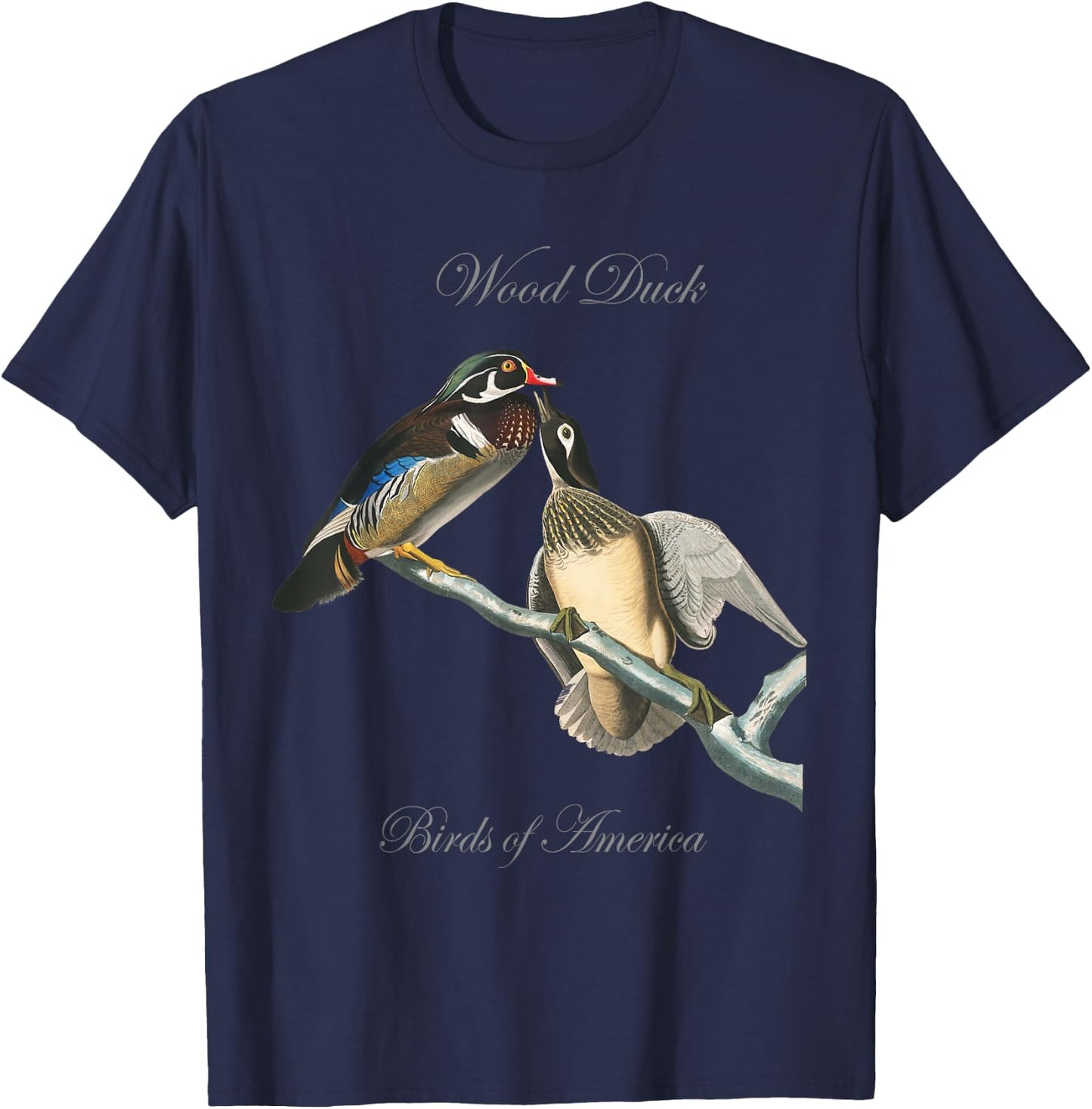Wood Ducks - Birds of America Series Audubon T-Shirt - T-Shirt | Navy