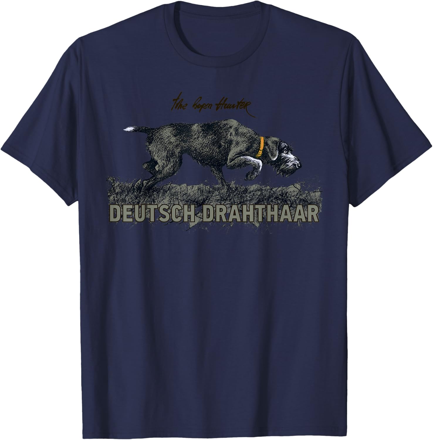 T shirt Deutsch Drahthaar. The born Hunter. T-Shirt - T-Shirt | Navy