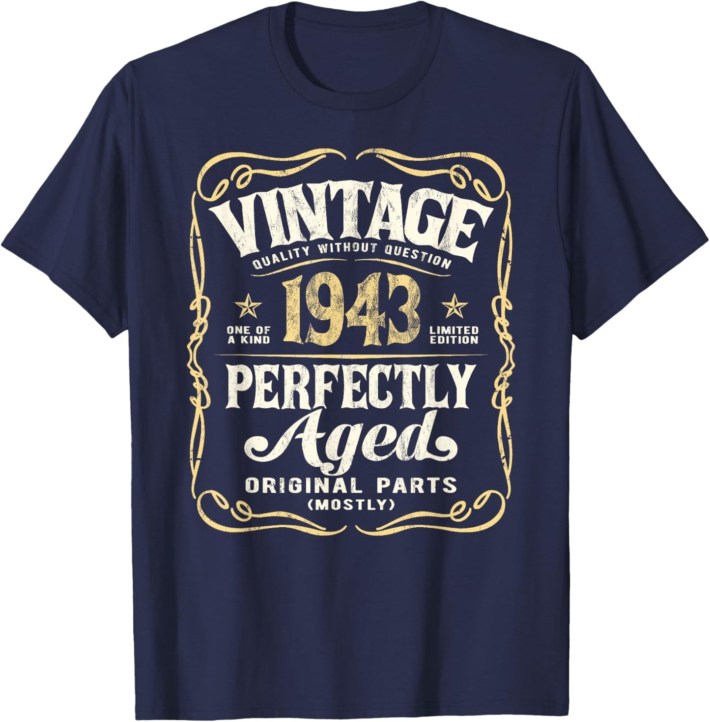 Vintage Born In 1943 Classic 82nd Birthday T-Shirt - T-Shirt | Navy
