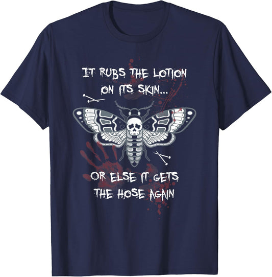 Gothic Horror Deaths Head Moth Slogan T-Shirt - T-Shirt | Navy