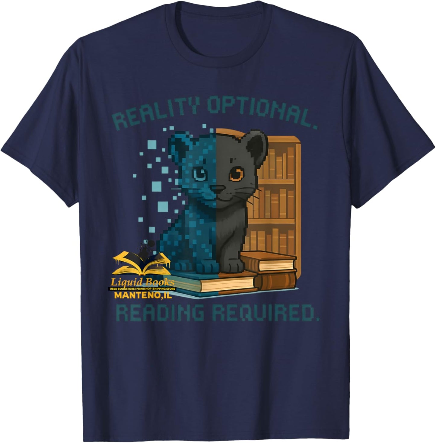 Reality Optional Reading Required Gamer Black Panther Book T-Shirt - T-Shirt | Navy