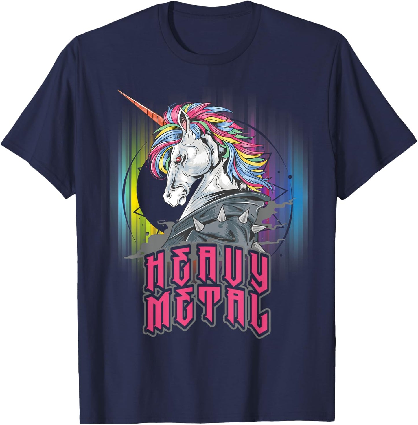 Funny Heavy Metal Unicorn Design Woman Kids T-Shirt - T-Shirt | Navy