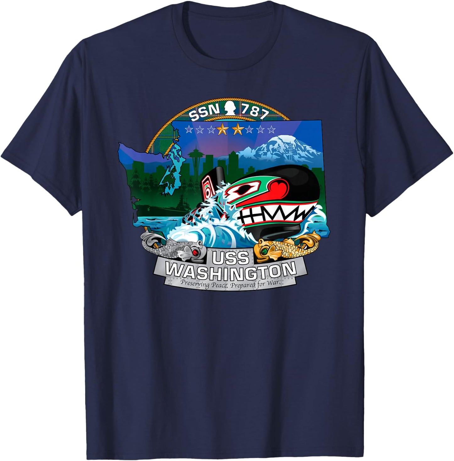 Submarine Veteran SSN-787 USS Washington U-boat Gift T-Shirt - T-Shirt | Navy