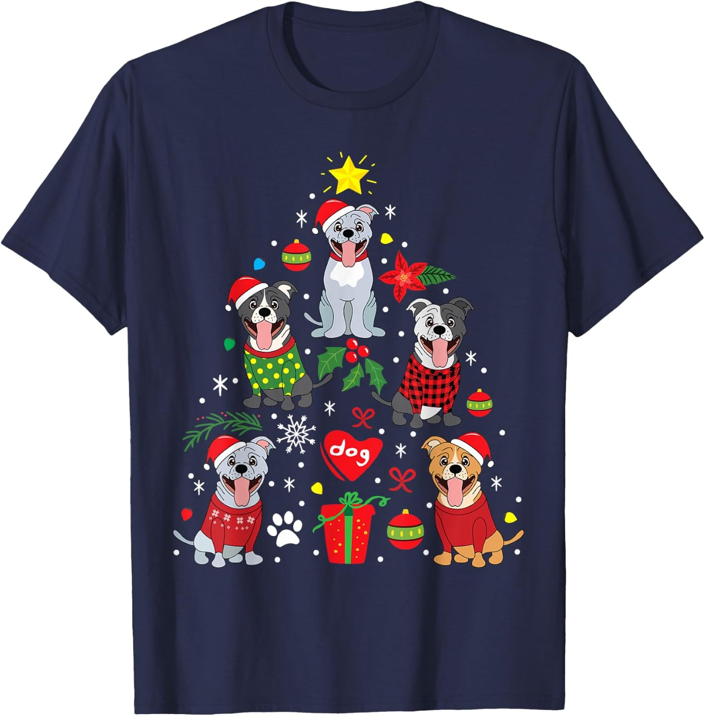 Pit Bull American Staffordshire Christmas Gift Women Kids T-Shirt - T-Shirt | Navy
