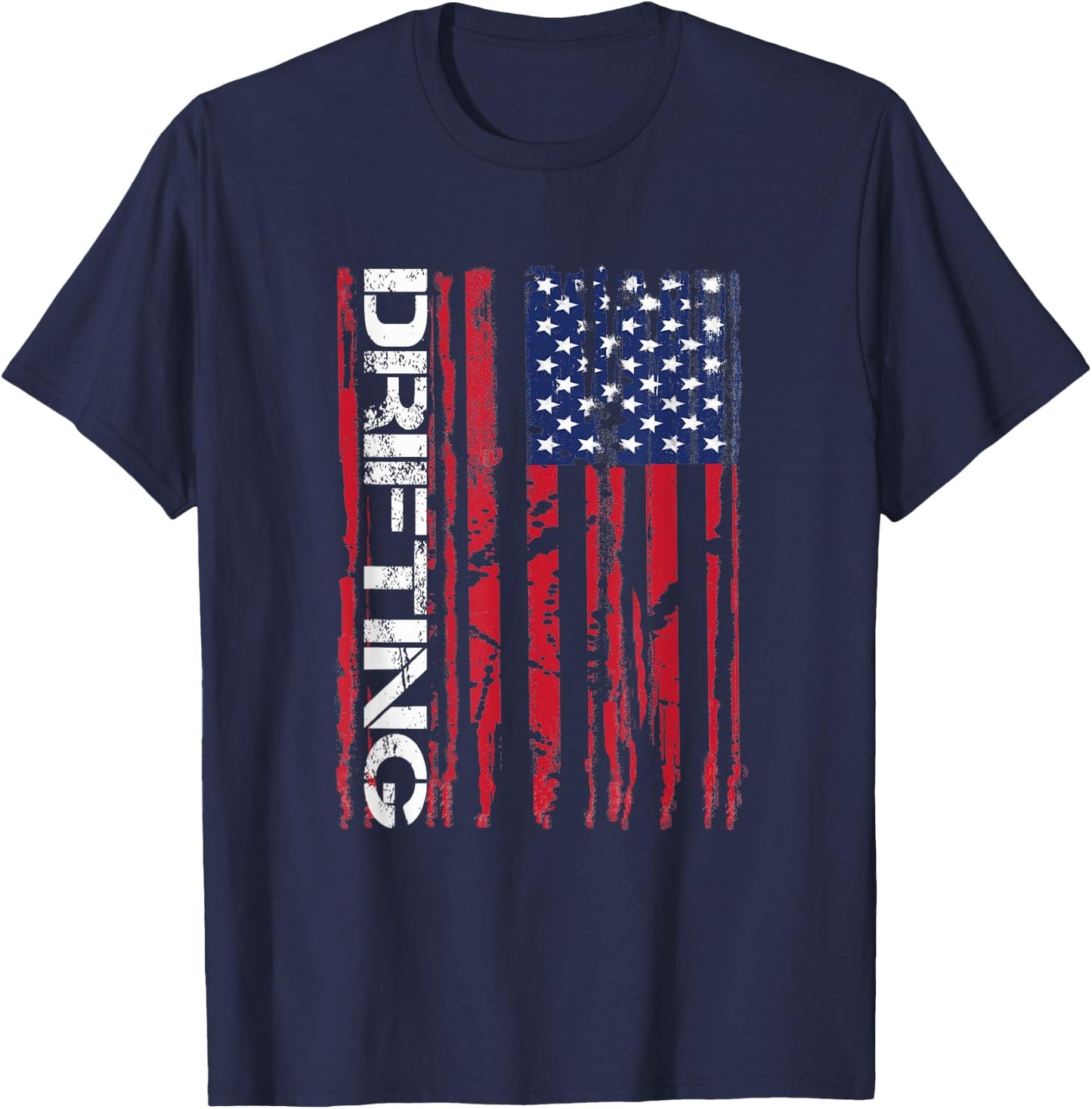 Vintage American Flag Car Racing Drifting T-Shirt - T-Shirt | Navy